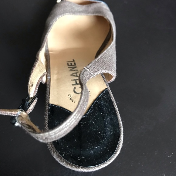 Brown fabric and patent leather sling back shoes , EU 38 - Picture 2 of 9